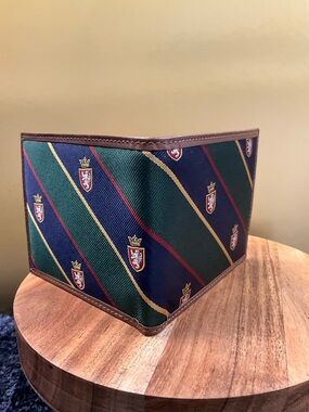 Polo by Ralph Lauren Green, Navy & Gold Crest Stripe Bifold Wallet